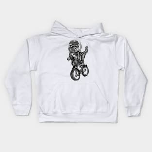 Dinosaur Riding a Bike Kids Hoodie